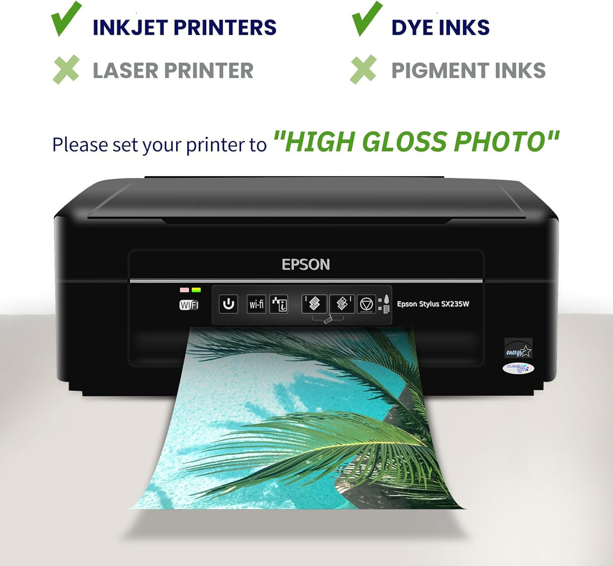 4x6 Photo Paper, Goefun 200GSM/54LB Glossy Inkjet Printer Paper for Dye Ink, 100 Sheets