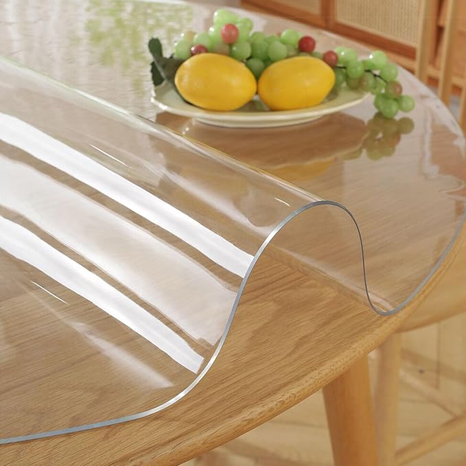 72 Inch Clear Round Table Cover Protector 1.5mm Thick Table Protector for Dining Room Waterproof Plastic PVC Vinyl Tablecloth Cover Circle Tabletop Desk Pad Mat for Furnture Coffee End Bed Side Table