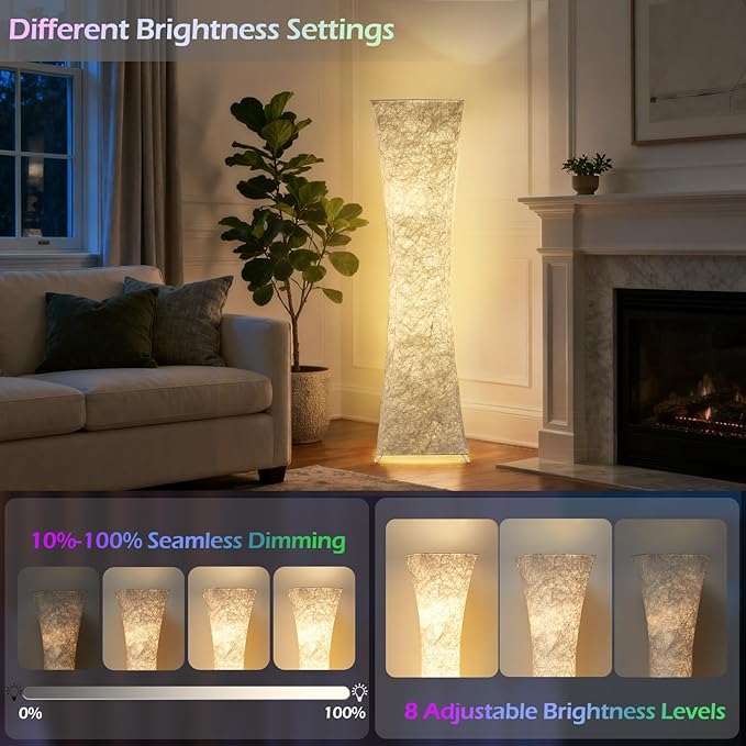 GyroVu Floor Lamps for Living Room, RGB Color Changing Corner Floor Lamp with Remote Control, Dimmable Standing Lamp for Bedroom, Office, Game Room, Kids Room (Bulbs Included)