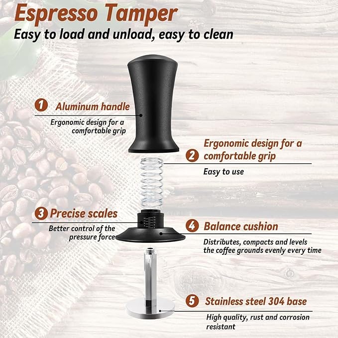 22 PCS Espresso Accessories Kit，53mm Coffee Tamper Set ，Barista Kit - with Frothing Pitcher WDT Tool Stirrer Tamper Mat Coffee Stencils Latte Art Pen