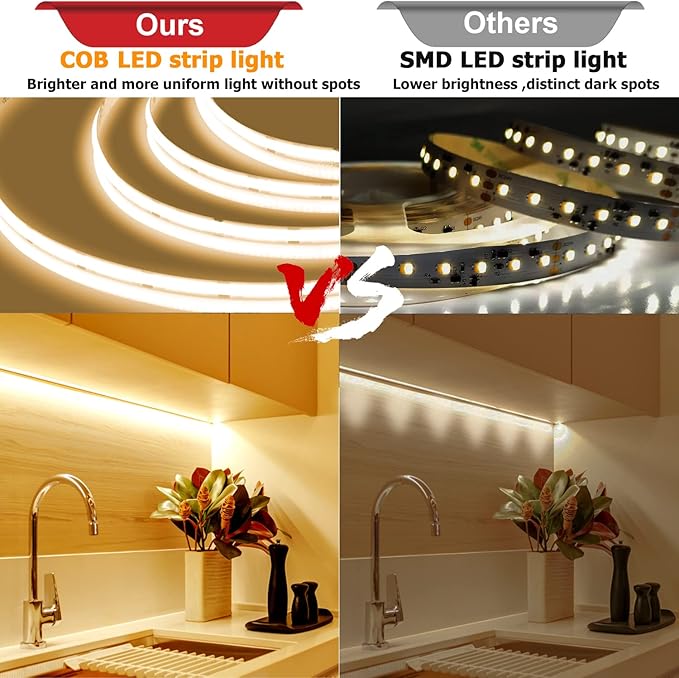 AUZIWECOB LED Strip Lights 9.84ft, Natural White 4000K LED Light Strip, DC24V Tape Light, CRI93+, Bluetooth App Control, Dimmable LED Strips for Bedroom,Cabinet,Living Room.