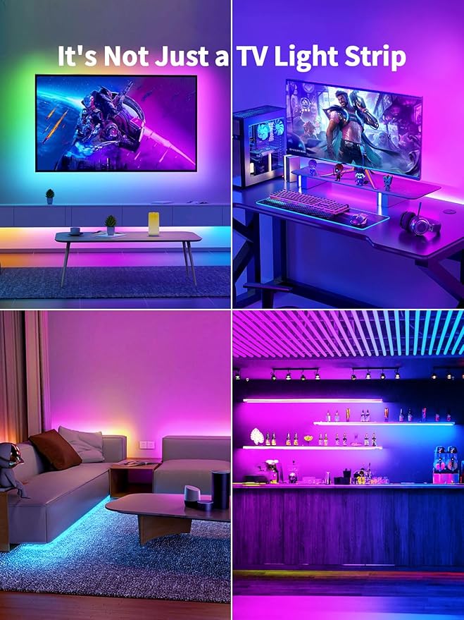 TV LED Backlight, 9.84ft LED Lights for 32-43in TV, RGB TV Lights Behind with Music Sync Bluetooth APP and Remote Control Strip Light USB Powered for Bedroom Home Decor
