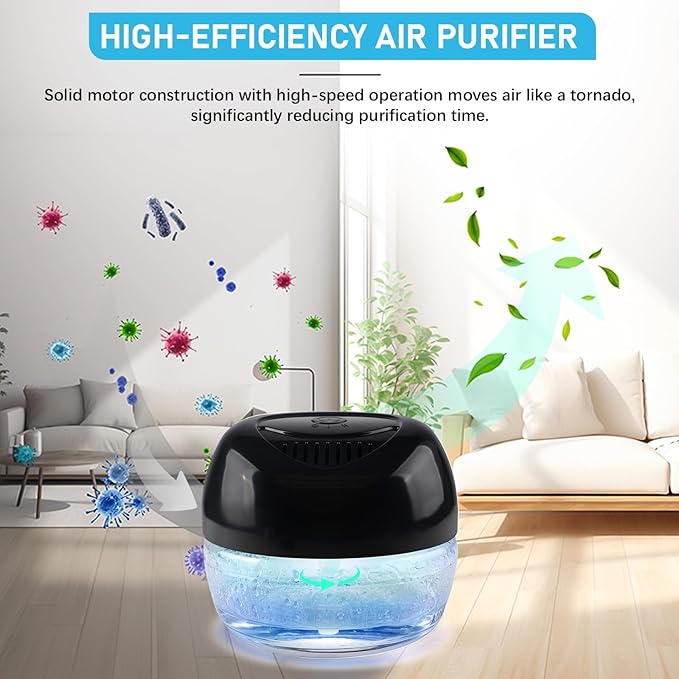 Water Based Air Purifier with Essential Oil Diffuser Pack, Air Washer with 7 Color LED Night Light, Air Revitalizer Includes 6x10ml Essential Oil Aroma Diffuser for Home, Office, Pet
