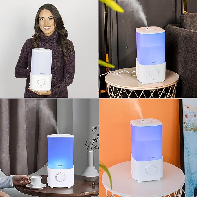 BlueHills Premium Set of Two Large 2300 ML and 1000 ML XL Essential Oil Diffusers Humidifier Combo for Large Room Home with Décor LED Lights Great Gift – Value Pack of White.