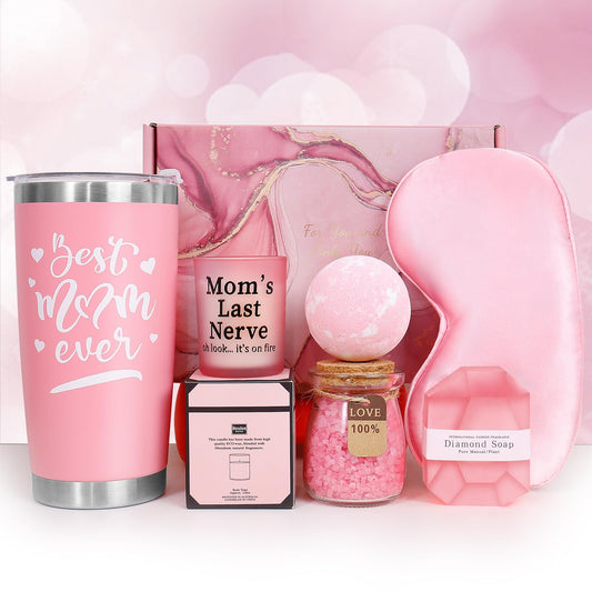 ONEVIVE Birthday & Christmas Gifts for Mom, Women & Friends - Relaxing Spa Gift Basket with Tumbler & Candle Set