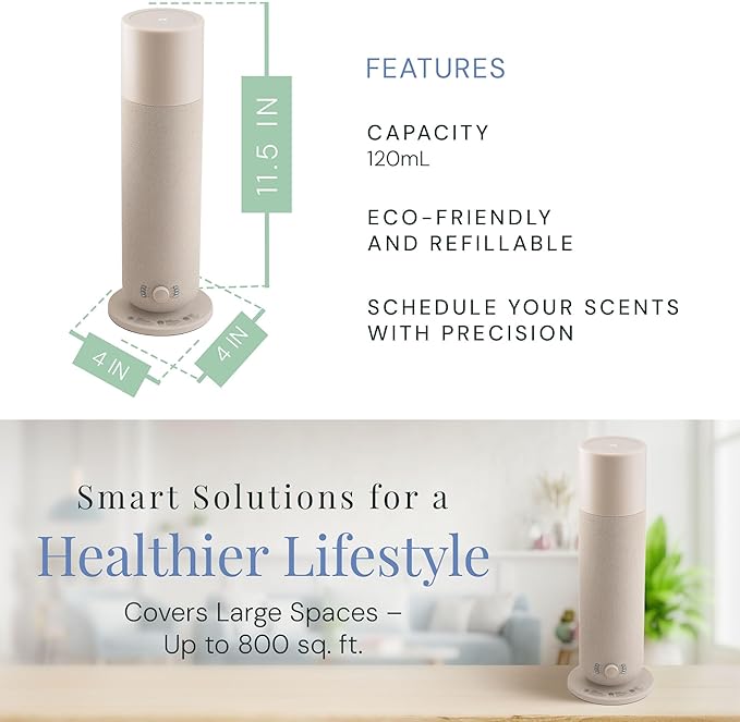 Air Esscentials AE800 Tower Smart Scent Air Machine, Waterless Aroma Diffuser with Bluetooth App Control, Ambient Light, Programmable Scent Settings, Covers Up to 800 Sq. Ft.