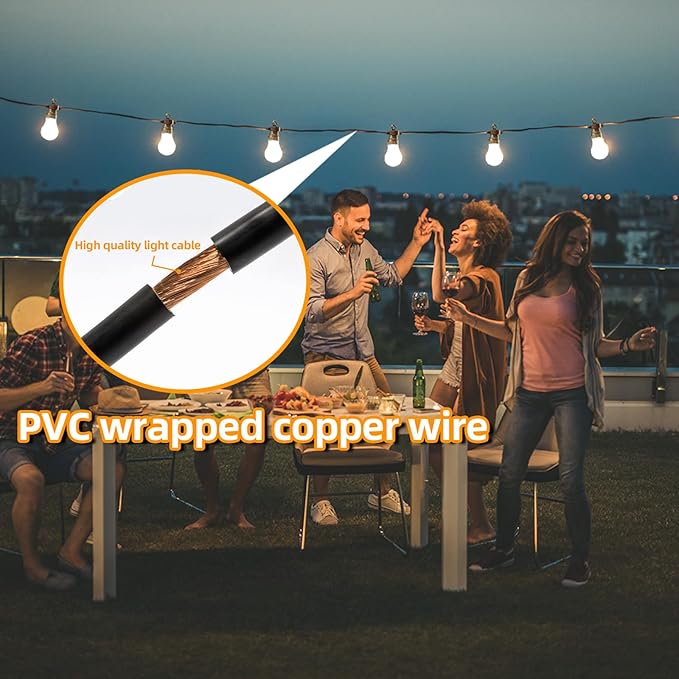 LED Outdoor String Lights with 10 Shatterproof Edison Bulbs, 23FT Commercial Grade Patio Lights, Replaceable Wick Outside Hanging Lights Waterproof for Porch, Deck, Garden, Backyard 2700K