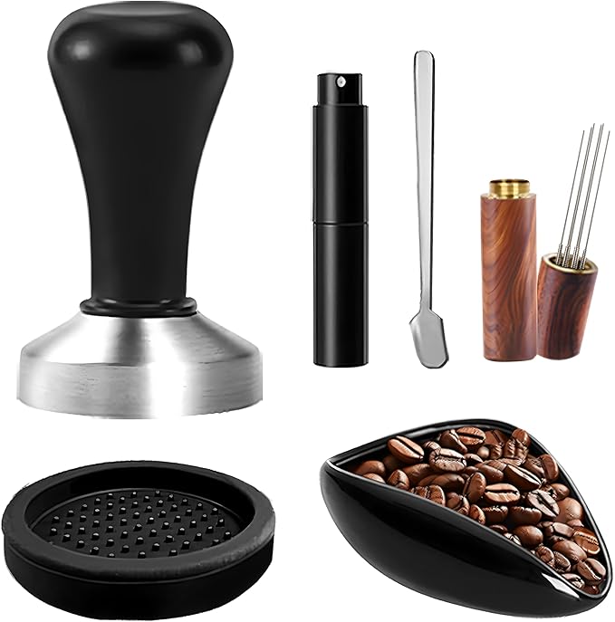 BADAO 6pcs Espresso Accessories Bulk,Stainless Steel Espresso Machine Accessories Coffee Tamper Set Barista Kit Espresso Tamper Tool for Kitchen,Coffee Store