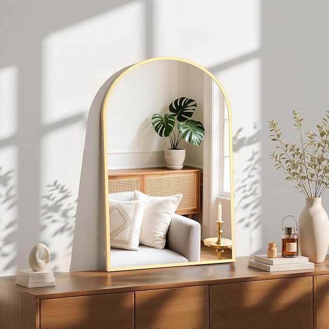 Sweetcrispy 20"x31" Arched Gold Bathroom Mirrors for Wall, Bathroom Mirrors for Over Sink, Wall Decor for Bathroom, Entryway, Bedroom, Vanity