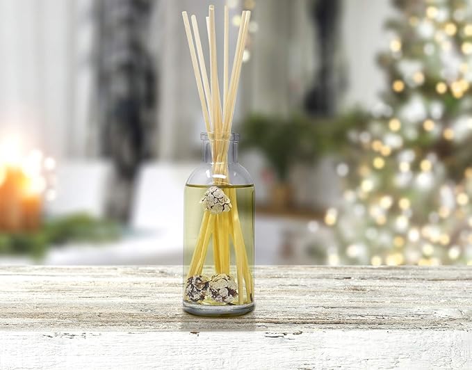 Urban Naturals Frosted Pinecones Holiday Oil Reed Diffuser Refill with Free Set of Reed Sticks – Pine, Cinnamon, Clove, Cedar Wood, Sandalwood and Vanilla Bean – Vegan, 4 oz, Made in the USA