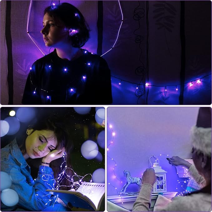 Bexdir 12 Pack Fairy Lights Battery Operated String Lights，7FT 20LED Waterproof Silver Wire Christmas Lights Outdoor,Firefly Mini Lights for Bedroom Party Birthday Wedding Home Decor