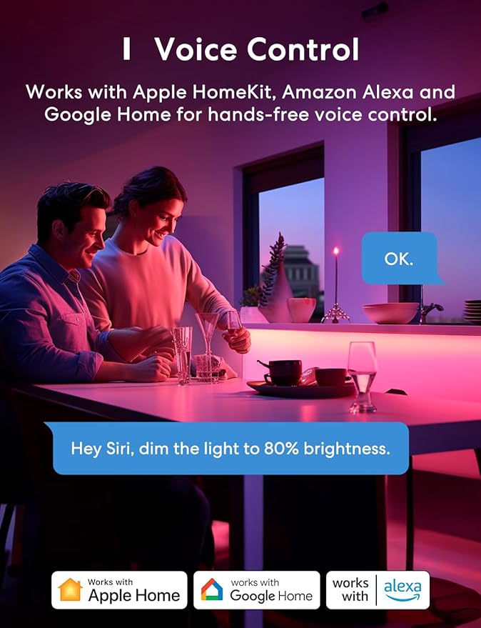 meross Smart LED Strip Lights, 16.4ft WiFi Strip Work with Apple HomeKit, Alexa, Google Home, and SmartThings, 16 Million Colors with App Control and RGB LED Lights for Bedroom, Living Room, Kitchen