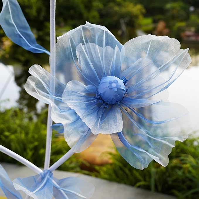 Giant Flowers for Decoration,66.9" Tall Floor Standing Life Size Silk Flower Decor - 3 Large Artificial Flowers with Stand for Wedding Reception, Party Banquet Background, Home Decor