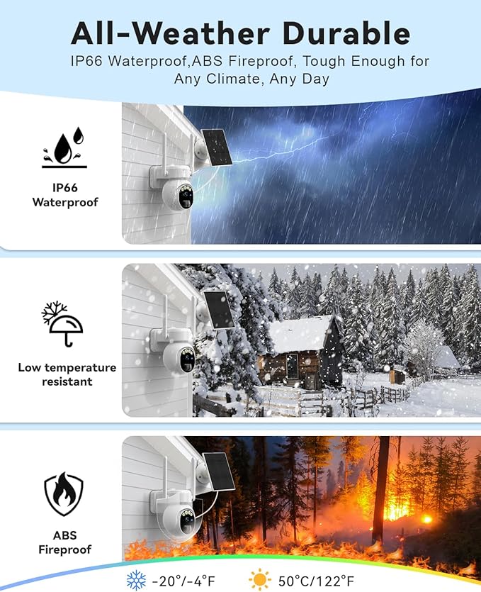 Solar Security Cameras Wireless Outdoor -2K WiFi Cameras for Home Security with Solar/Battery Powered,360° PTZ Solar Camera Outdoor Wireless, 2-Way Audio, Motion Alert, IP66