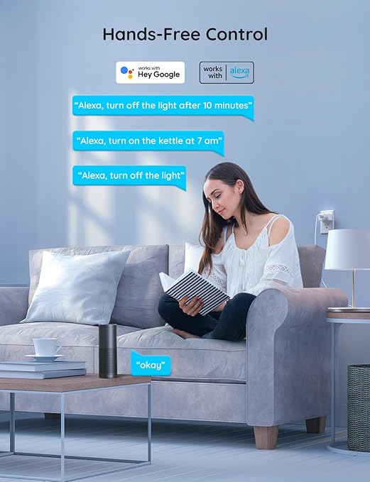 Govee Dual Smart Plug 2-in-1 Compact Design, 15A WiFi Bluetooth Outlet, Compatible with Alexa and Google Assistant