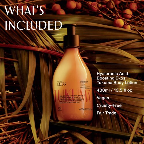 Natura – Tukumã Body Care Bundle – Hyaluronic Acid Boosting Body Lotion, Biphase Shower Oil & Hand Cream – Deep Hydration, Improves Texture & Elasticity, Vegan Brazilian Skincare Set