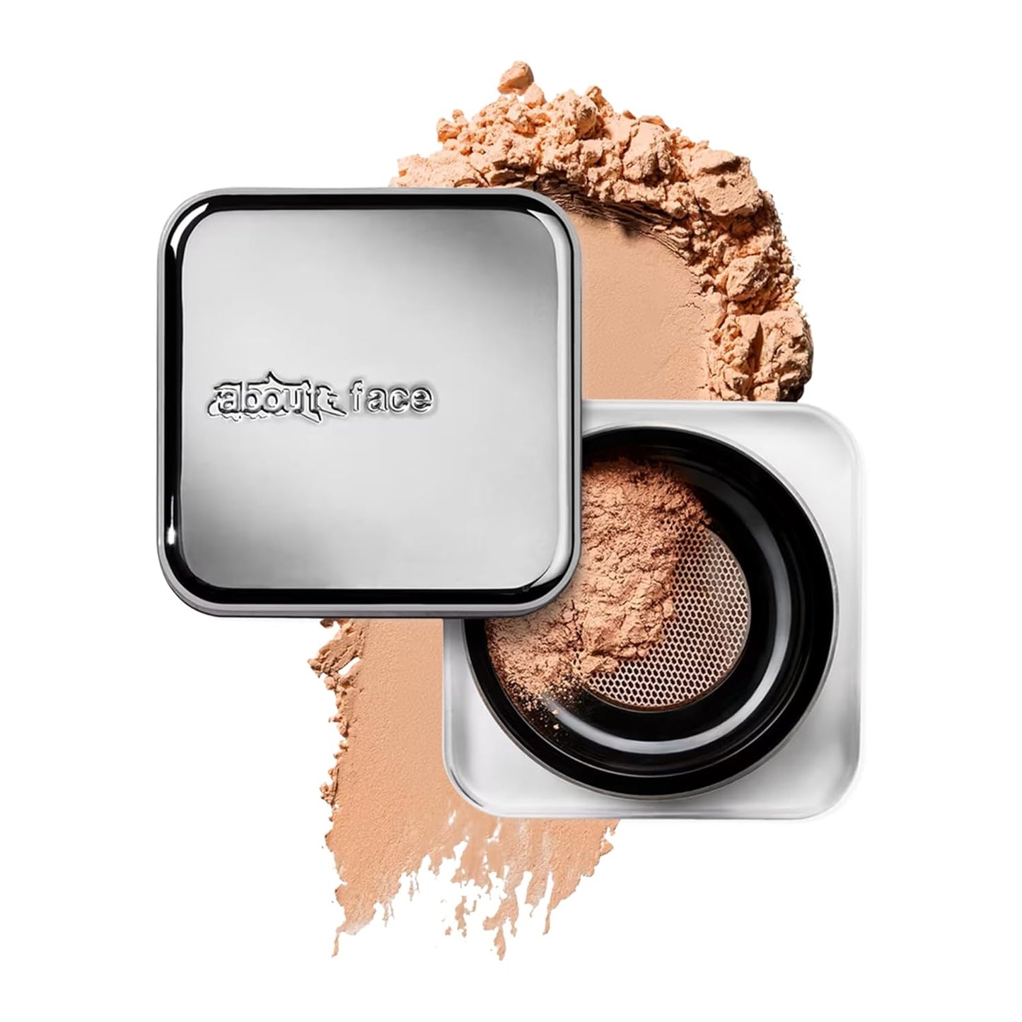 about-face Curtain Call Set & Smooth Loose Powder Draped â Lightweight, Oil-Absorbing Setting Powder with Rice Starch & Corn-Based Talc Alternative â Vegan, Cruelty-Free â 0.35oz (Medium)