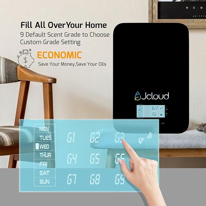 JCLOUD Upgraded Scent Air Machine for Home, Waterless Essential Oil Diffuser with Cold Air Technology, HVAC Scent Diffuser Cover Up to 2000 Sq. Ft, Hotel Scent Diffuser for Large Room, Black