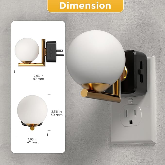 L LOHAS LED Night Lights Plug Into Wall 2 Pack, Dusk to Dawn Sensor, 3000K Nightlight, 0-100LM Adjustable Brightness, Plug in Night Light for Bathroom, Hallway, Bedroom, Stairway