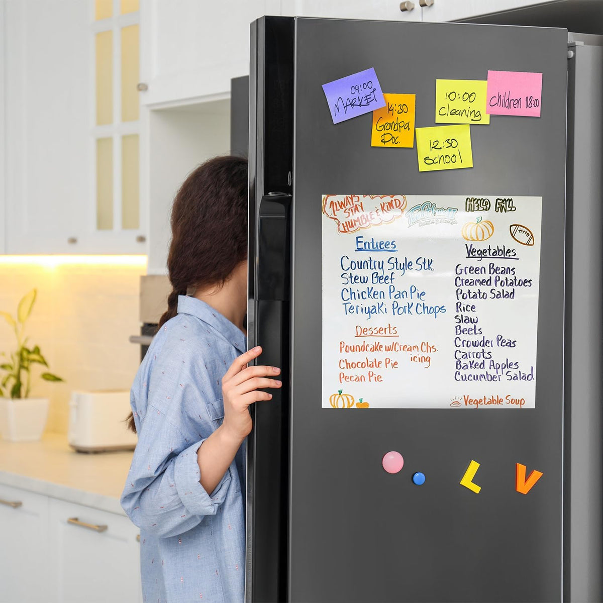 Magnetic Dry Erase Whiteboard for Refrigerators, 18" x 24" White Board on Wall for Organizer and Planner, Kitchen Fridge Shopping List with Marker, Magnetic Eraser and Magnets