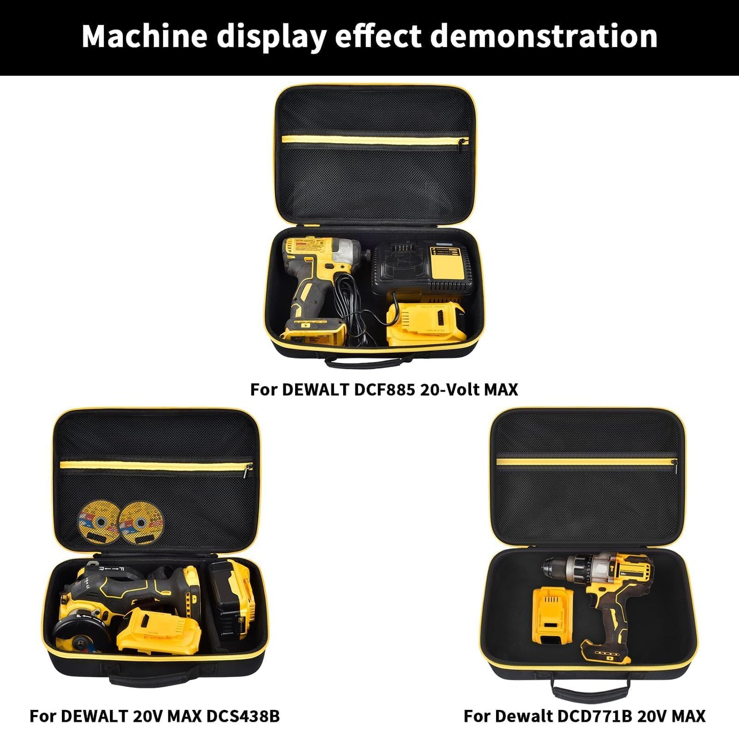 Hard Storage Tools Case, Store for DeWalt Drill Tools & Angle Grinder/for AstroAI Tire Inflator and More - 12"x8""x2"" with Mesh Pocket & Comfort Handle"