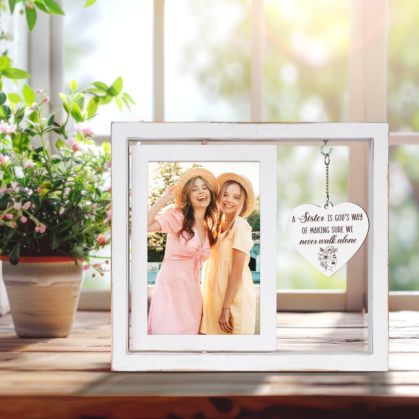 Hudiegify A Sister is God's Way of Making Sure We Never Walk Alone - Sister Picture Frame Sis BFF Best Friend Besties Birthday Gifts from Sis Adult (Display Two 4×6)