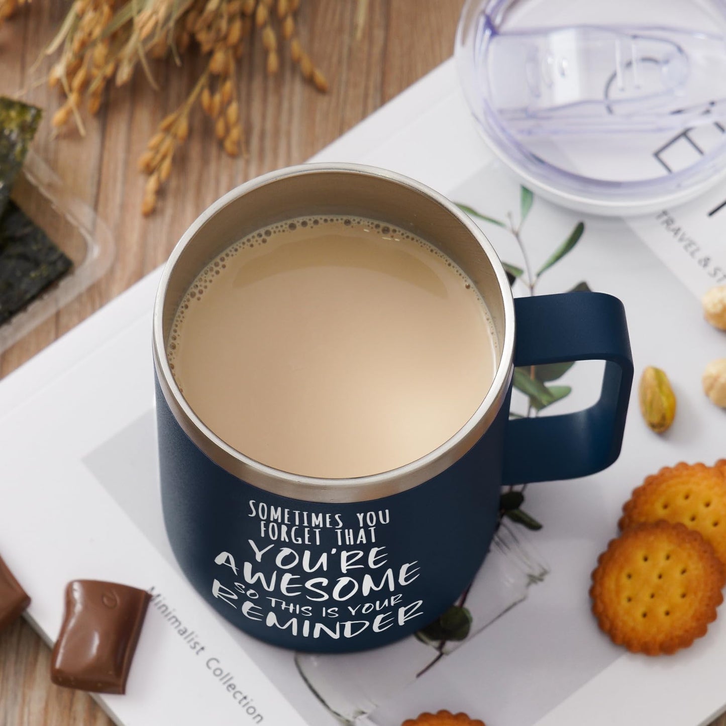 NOWWISH Birthday Gifts for Men - Awesome Coffee Mug, Inspirational & Holiday Presents for Men Him Boyfriend Husband, 14oz Navy Blue