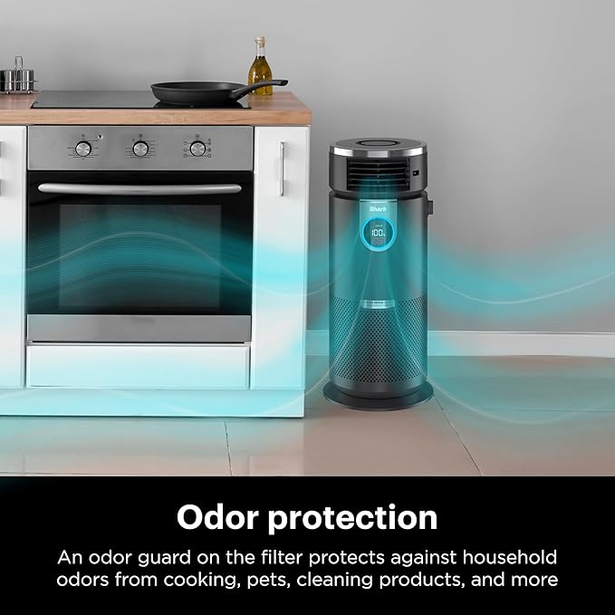 Shark HC451 3-in-1 Clean Sense Air Purifier, Heater & Fan, HEPA Filter, 500 Sq Ft, Oscillating, Small Room, Bedroom, Office, Captures 99.98% of Particles for Clean Air, Dust, Smoke & Allergens, Black