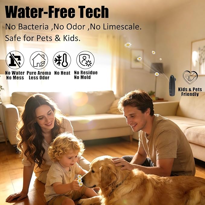 Waterless Diffuser with Bluetooth App for Home Large Room - Plug in Diffusers for Essential Oils Covers 500 Sq.Ft White