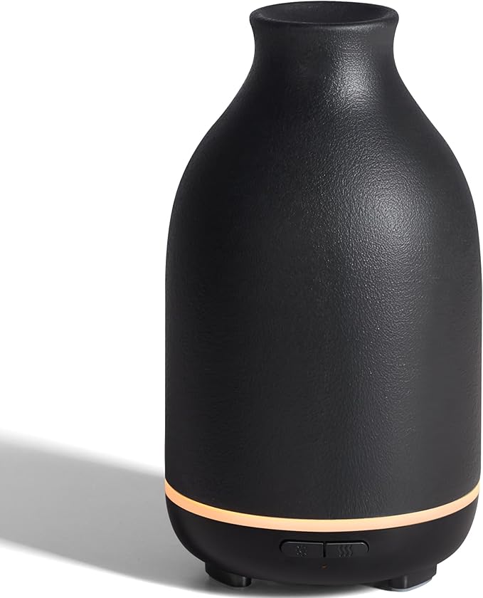 InnoGear Essential Oil Diffuser, 150ml Ceramic Stone Diffuser Handcrafted Aromatherapy Diffusers Ultrasonic Cool Mist Humidifier Vaporizor with 2 Mist Modes Waterless Auto Off for Room Office, Black