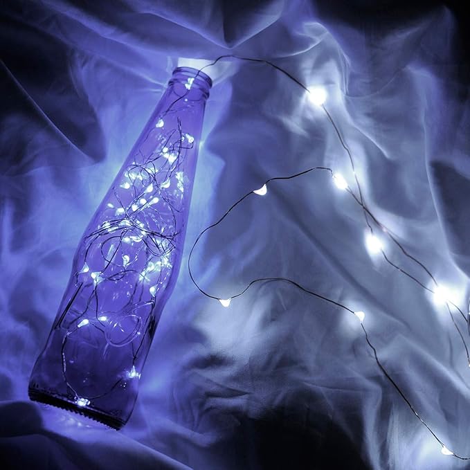 Led Fairy Lights Battery Operated, 1 Pack Mini Battery Powered Copper Wire Starry Fairy Lights for Bedroom, Christmas, Parties, Wedding, Centerpiece, Decoration (5m/16ft Cool White)