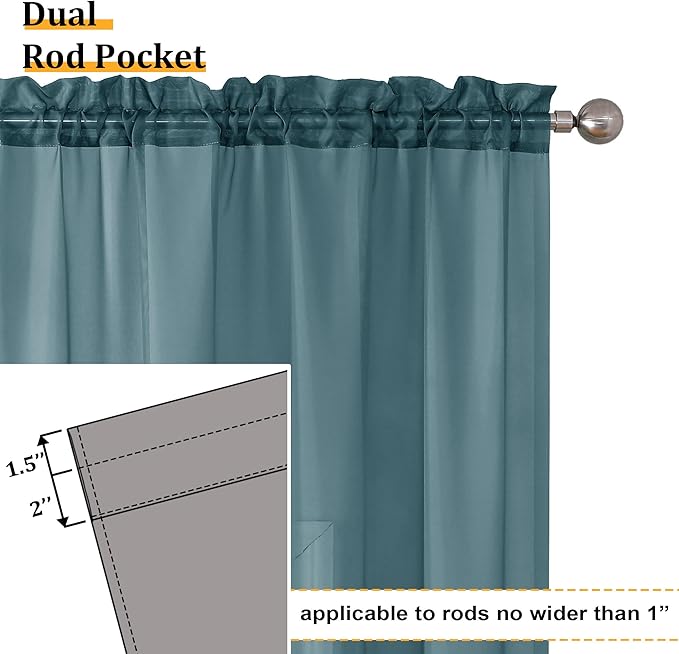 Aiyufeng Dusty Blue Sheer Curtains 96 Inches Long 2 Panels Set, Light Filtering Soft Airy Voile Rod Pocket Dusty Blue Sheer Window Drapes for Bedroom Living Room, Each 42Wx96L Inches