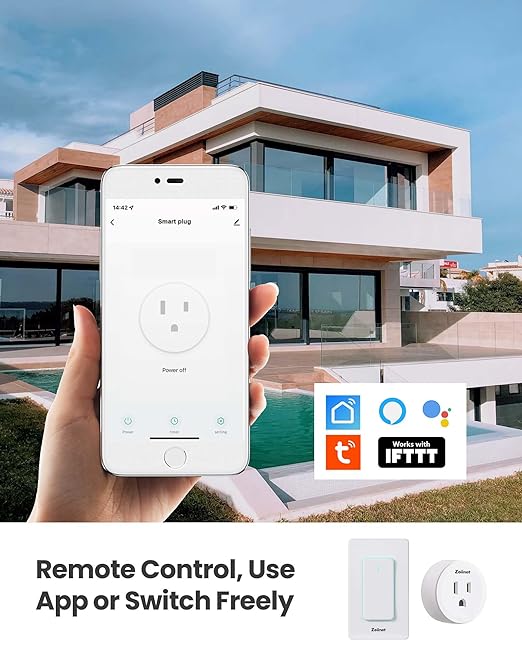Smart Plug Switch, 2.4G WiFi Outlet, Compatible with Alexa, Google Home, Smart Life & IFTTT APP, Voice Control & Timer, Buckle Design & Removable, No Hub Needed, Programmable(2 Pack)