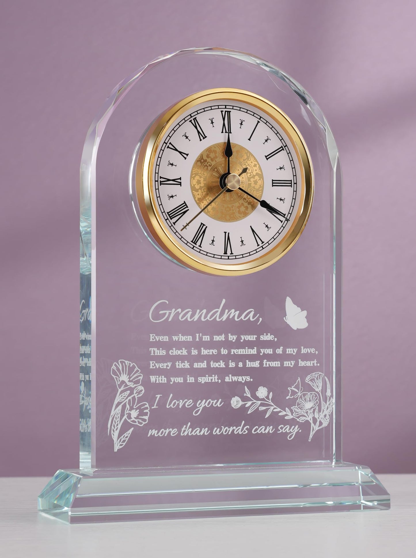 WinTaim Grandma Glass Clock Gift from Granddaughter or Grandson - Unique Grandmother Gift Ideas for Great Grandma Birthday, Christmas, Thanksgiving