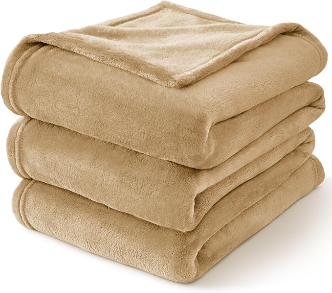 BEDELITE Fleece Blanket Light Camel Throw Blankets for Couch & Bed, Luxury Plush Cozy Fuzzy Blanket 50" x 60", Super Soft Warm Lightweight Throw Blanket for Travel Camping