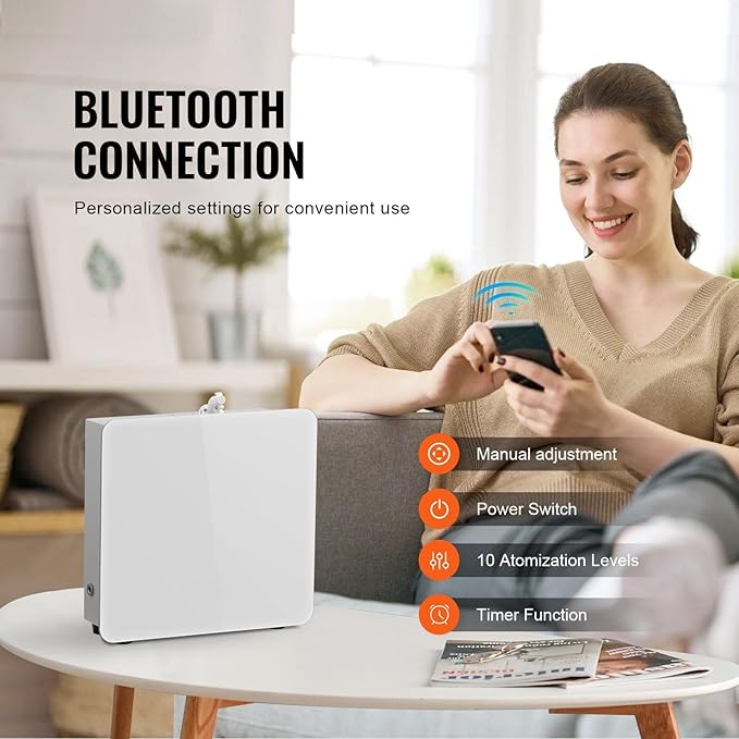Bluetooth Smart Scent Air Machine, 480ml Waterless Cold Air Diffuser for 2500 sq.ft, Essential Oil Aromatherapy Diffuser with Timer Function for Home, Office, Spa & Hotel