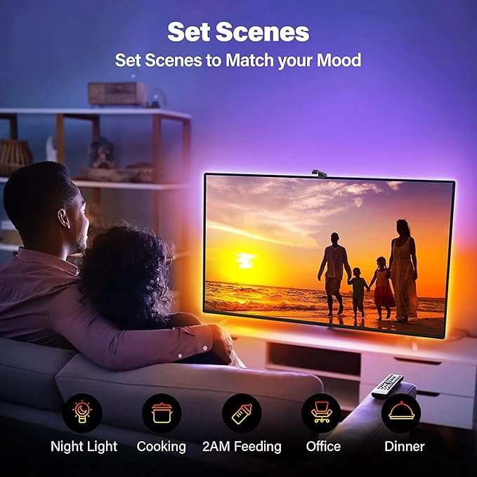 Sengled Envisual TV Led Lights(TV Sync Suppoorts Off-line), TV LED Backlights with Camera for 60-65 inch TVS, Smart Ambient WiFi RGB Lights, Works with Alexa & Google Assistant, App Control, Vision G2