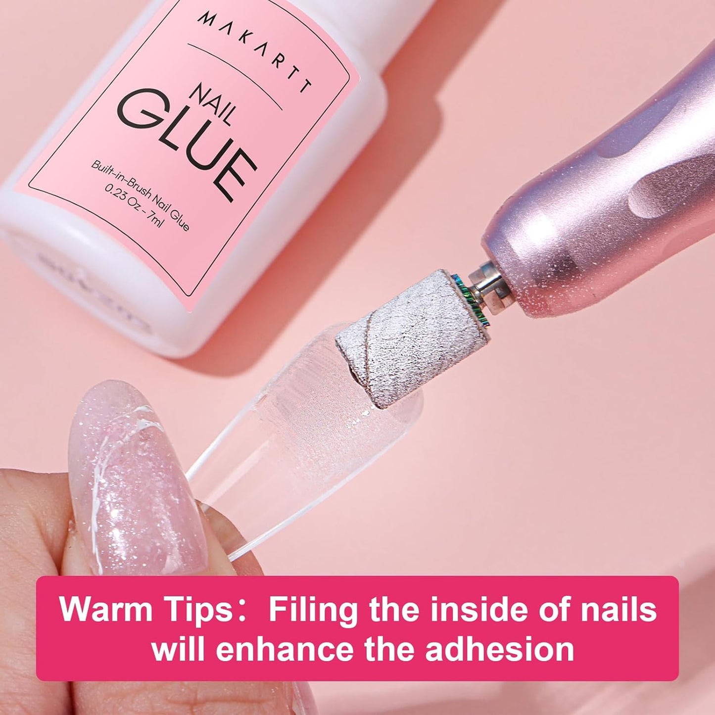Makartt Quick Nail Glue for Press on Nails: Acrylic Nail Tips-Fake Nails-Salon Quality Strong Brush On Nail Glue-Quick Dry Easy Application No Need for Nail Lamp Durable & Long-Lasting 7ML 2Pcs