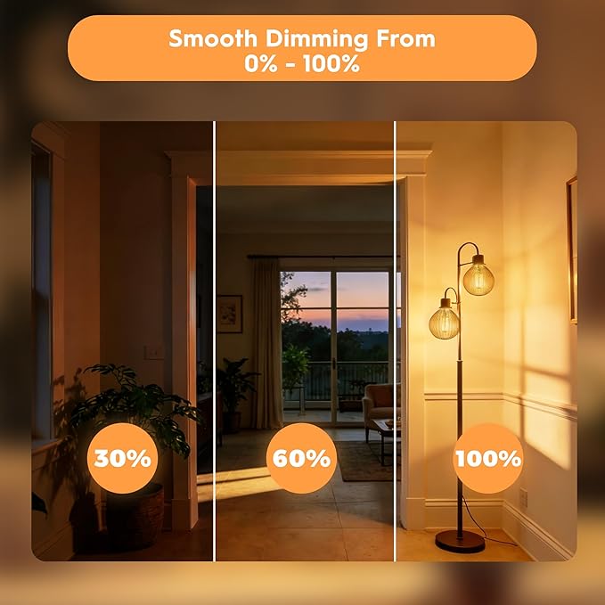 Light Bulbs, 4W Dimmable Decorative Large Unique Amber Globe G125 Edison LED Bulbs with Squirrel Cage Filament, E26 Medium Base, 2200K Warm Ambient Mood Lighting for Indoor Decoration, 4 Pack