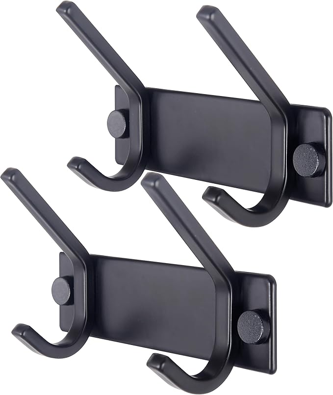 WEBI Coat Rack Wall Mounted,2 Coat Hooks for Hanging Coats,Heavy Duty Metal Hook Rack Hook Rail Coat Hanger Wall Mount for Clothes Entryway Jacket,Black,2 Packs