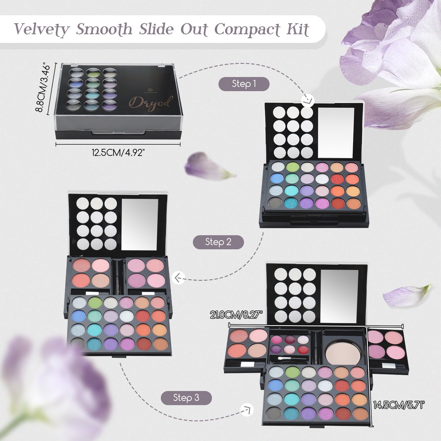 Color Nymph All In One Makeup Palette Set Kit,Portable Travel Makeup Kit for Girls with 24-Colors Eyeshadows Facial Blusher Lip Gloss Pressed Powder Mascara Brushes Mirror