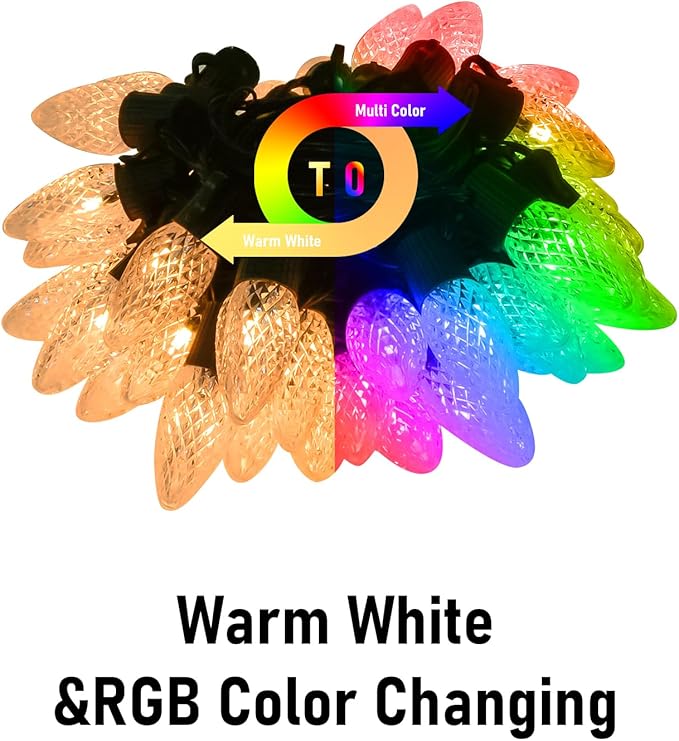 Probro Smart RGB C9 Christmas Lights Clearance, 95FT 100 LEDs App Control & Music Sync, 105 Modes for Party, Shatterproof Waterproof Connectable String Lights for Outdoor Indoor Xmas Tree House Decor