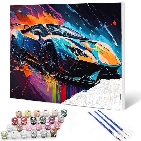 DIY Paint by Numbers,Racing Car,Colorful Canvas Oil Painting Kit for Kids&Adults,16X20 inch Drawing Paintwork Acrylic Pigment,for Car Lovers&Man/Boy's,Home Decor Painting Without Frame