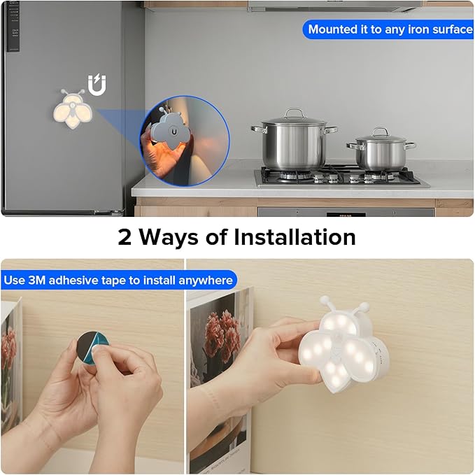 Motion Sensor Stair Lights Indoor - Rechargeable Dimmable RGBW & Warm White Night Light, Magnetic Mount Motion Activated Battery Lamp for Step Hallway Bathroom Cabinet Closet(Pink, 4 Pack)