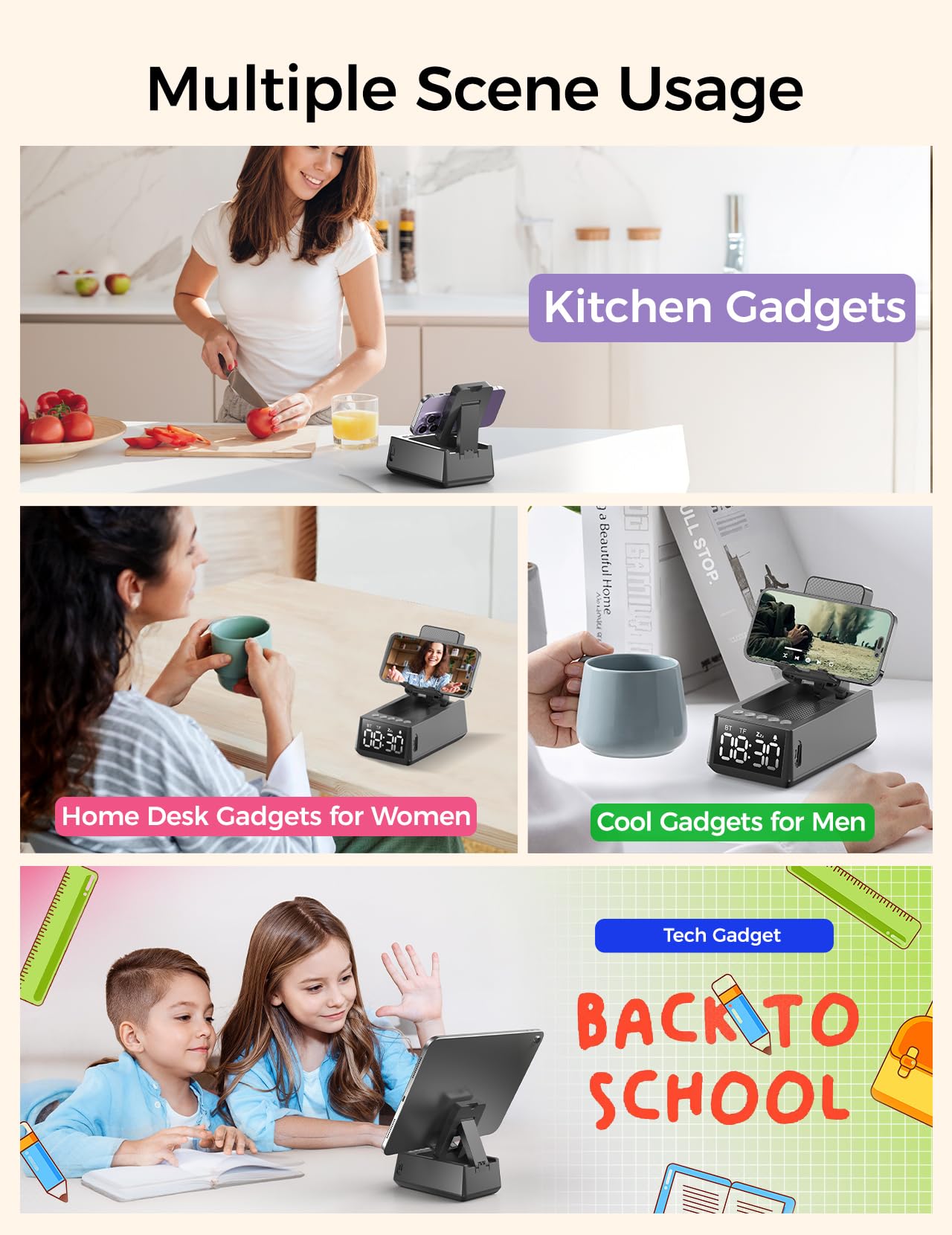 CHIFENCHY Birthday Gifts for Men Women-Bluetooth Speaker with HD Sound, Stocking Stuffers White Elephant Gifts for Adults, Kitchen Gadgets for Anniversary Idea Gift for Dad Mom Husband Wife(Black)