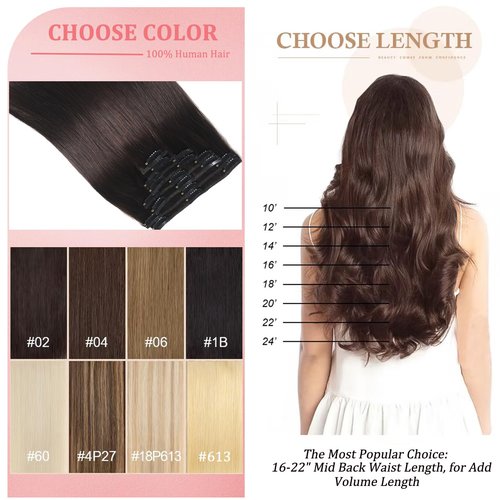 Clip in Hair Extensions Real Human Hair Clip in Extensions for Women Seamless Invisible Chestnut Brown Natural Remy 100% Human Clips ins Extension 8pcs Double Weft 22 inch 4oz/110g
