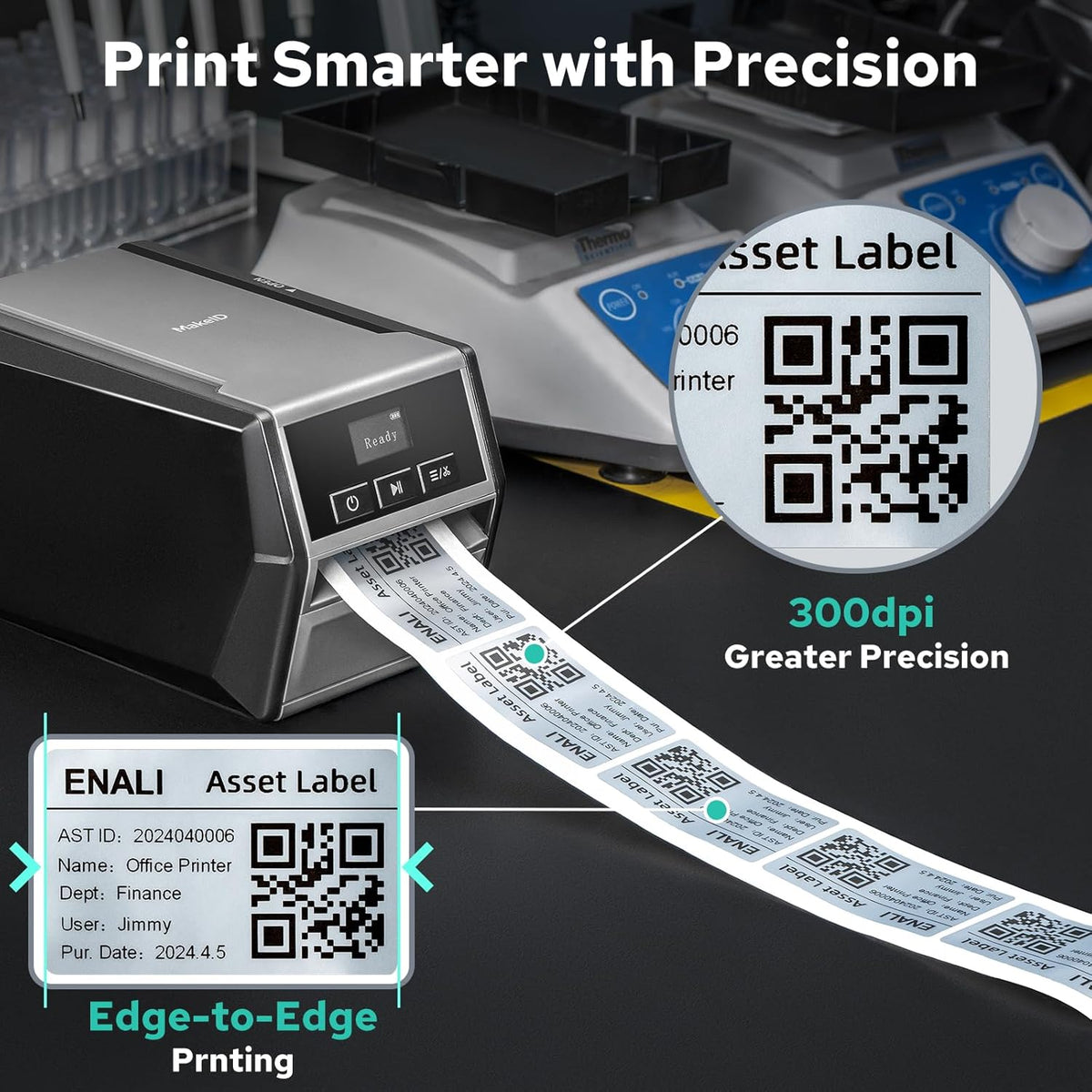 Makeid D50 Industrial Label Printer, Desktop Label Maker 2" Print Head, Mobile APP & PC Editor Compatible, 2600mAh Li-ion Battery, Come with 1.97" W x 26.24ft L Label Heavy-Duty Labeler for Job Sites