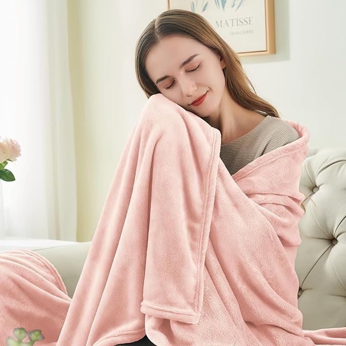 BEDELITE Fleece Blanket Pink Morn Throw Blankets for Couch & Bed, Luxury Plush Cozy Fuzzy Blanket 50" x 60", Super Soft Warm Lightweight Throw Blanket for Travel Camping
