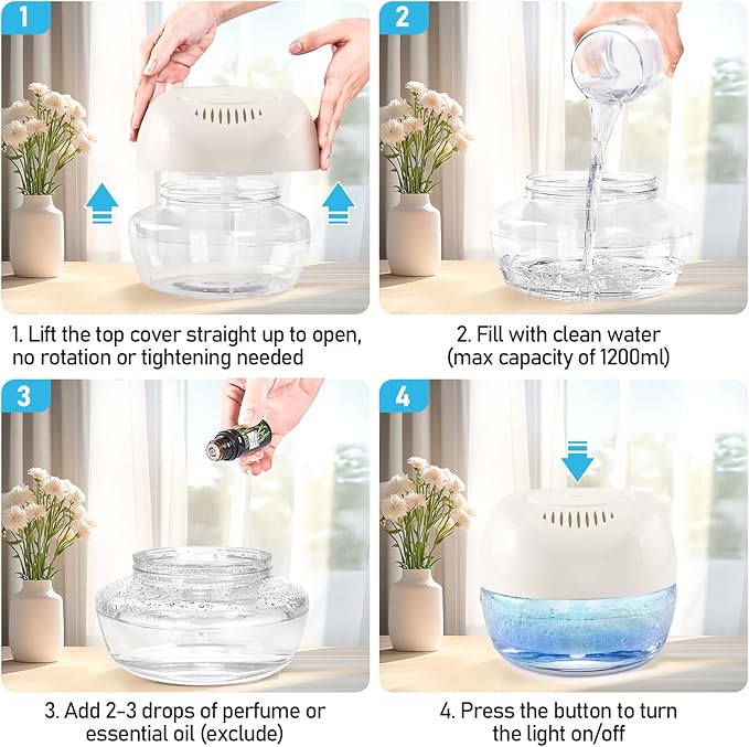 Purifier Air Washer, Air Fresher Aroma Diffuser for Home, Office, Air Purifier with Night Light (White)