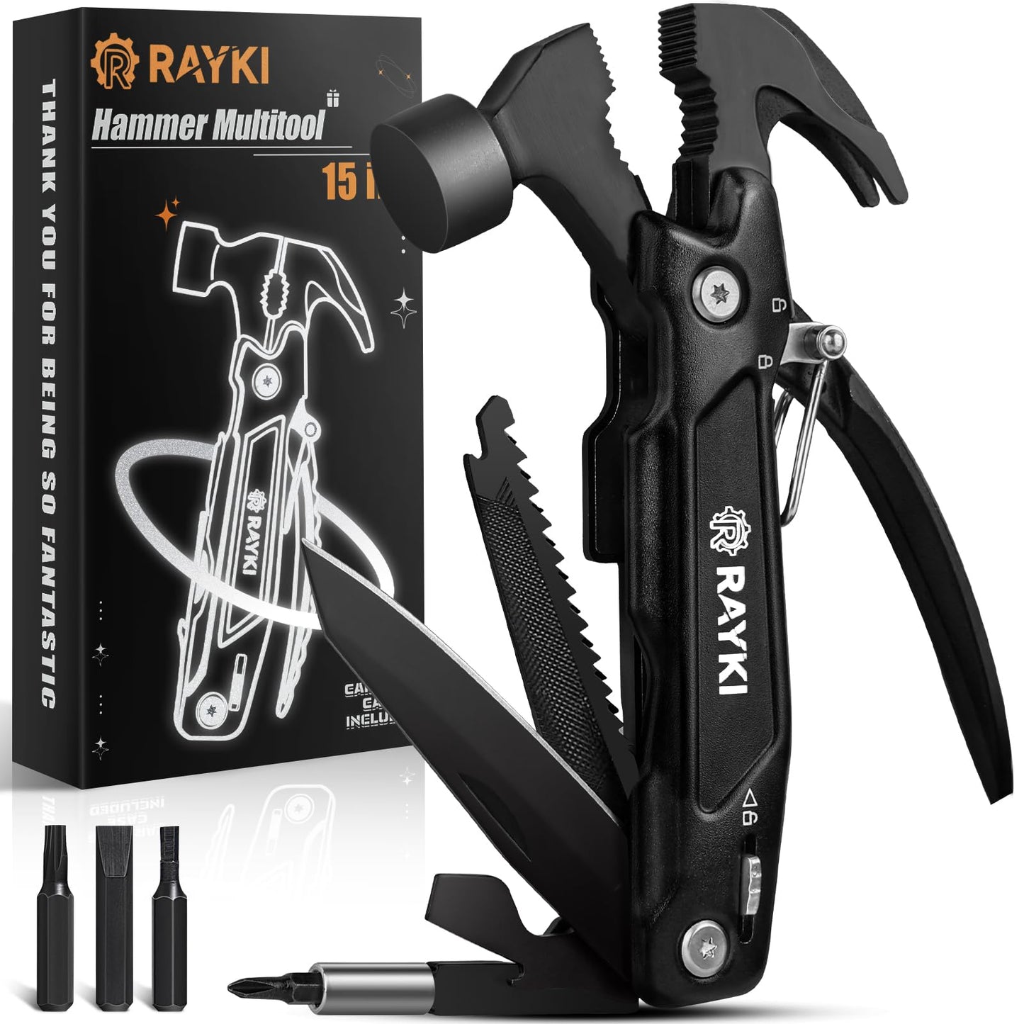 Stocking Stuffers for Men, Hammer Multitool 15 in 1 Christmas White Elephant Birthday Gifts for Men Dad Husband Boyfriend Camping Accessories Survival Gear 01